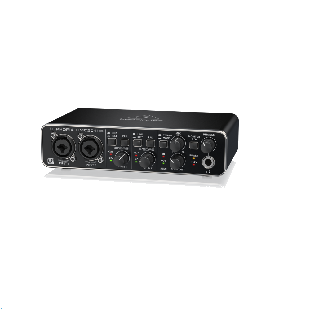 Behringer Audiophile 2x4, 24-Bit/192 kHz USB Audio/MIDI Interface with  Midas Mic Preamplifiers