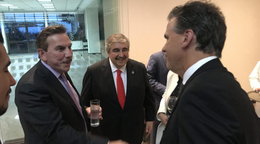 Dr. Javier Laynez Potisek, Mexico's Justice Minister; Dr. Ricardo Sodi Cuellar, Law Faculty Director; Claude Turcotte, president of MaestroVision.