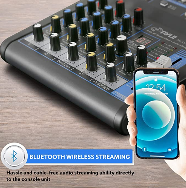 4 Channels Mixing Console Individual +48v Effects Bluetooth Usb